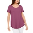 thumbnail image 1 of JM Collection Scoop Neck Shirttail Hem Top Red Violet L, 1 of 1