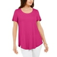 thumbnail image 1 of JM Collection Scoop Neck T-Shirt Fuchsia Purple M, 1 of 1