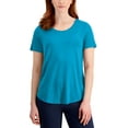 thumbnail image 1 of JM Collection Scoop Neck T-Shirt Ocean Turqoise S, 1 of 1