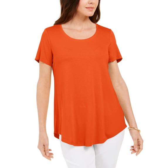 JM Collection Scoop Neck T-Shirt Orange Glaze L