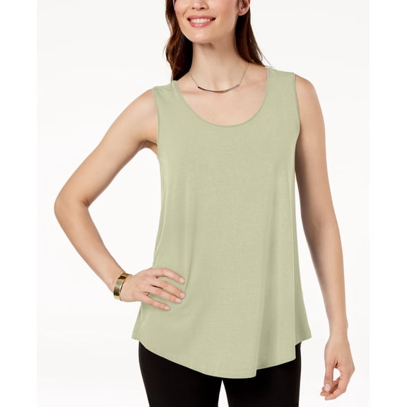 JM Collection Scoop Neck Tank Top Beige S