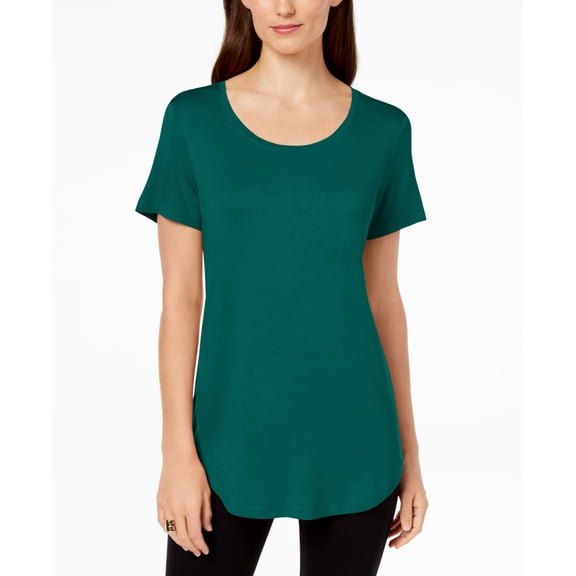 JM Collection Scoop Neck Top Highland Green S