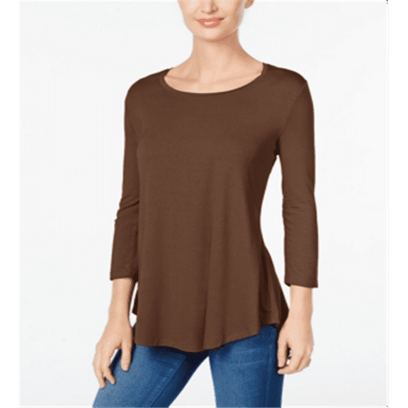 JM Collection Scoop Neck Top Red Maple L