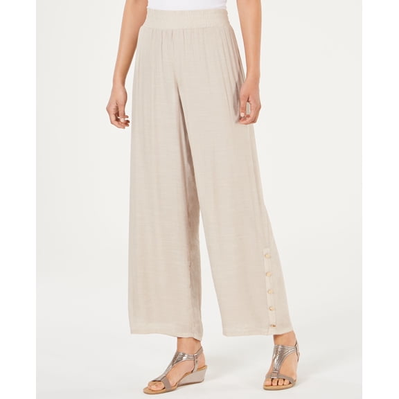 JM Collection Side Seam Button Pants Sugar Sand 2XL