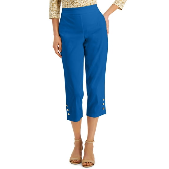 JM Collection Snap Hem Capri Pants Seaport M