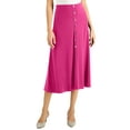 thumbnail image 1 of JM Collection Solid Button-Front Midi Skirt Fuchsia Purple XS, 1 of 1
