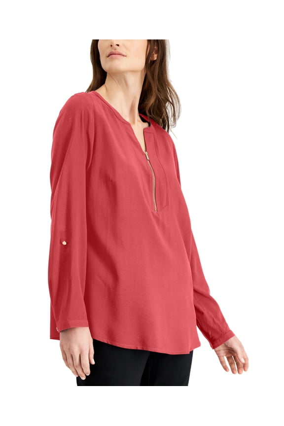 Solid Zip Neck Utility Top Starfish S