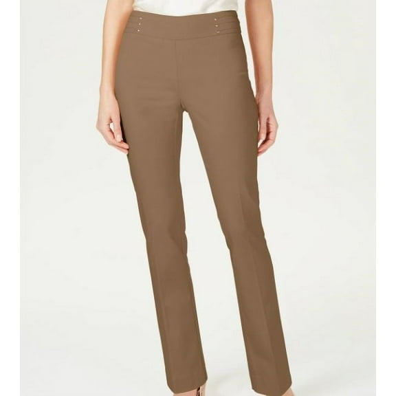 JM Collection Studded Pull On Tummy Control Pants Regular Short Lengths Espresso Roast S Short