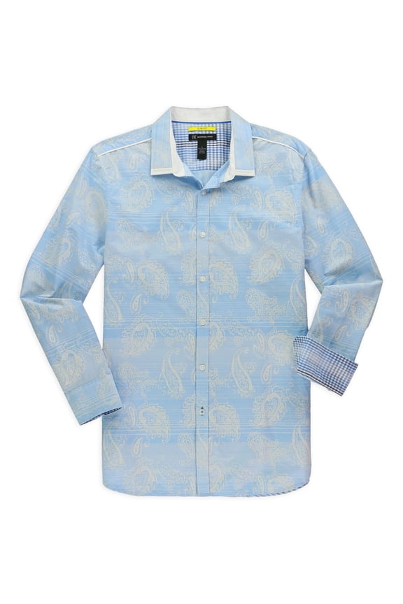 JM Collection Swirl Print Tie Hem Flare Sleeve Top Bright White Combo L