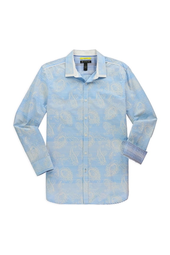 JM Collection Swirl Print Tie Hem Flare Sleeve Top Bright White Combo XS