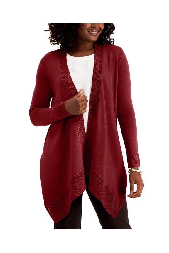 Textured Hem Cascade Front Cardigan Winery M