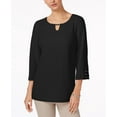 thumbnail image 1 of JM Collection Textured Keyhole Tunic Deep Black S, 1 of 1