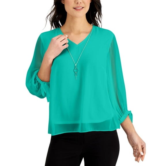 JM Collection Tie Sleeve Necklace Top Beveled Glass 2XL