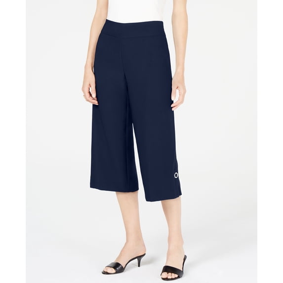 JM Collection Wide Leg Capri Intrepid Blue M
