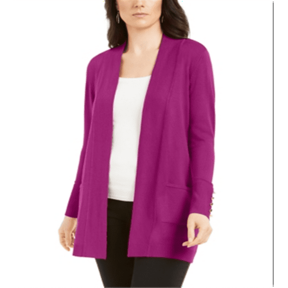 JM Collection Women's Button-Cuff Cardigan Pink Fancy Size S