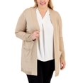 thumbnail image 1 of JM Collection Women's Button Sleeve Lurex Cardigan Yellow Size 3X, 1 of 3