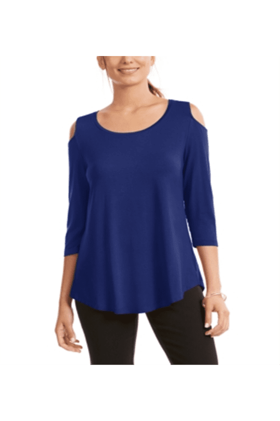 Women's Cold Shoulder Top Blue Size Large