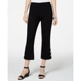 thumbnail image 1 of JM Collection Women's Cropped Button Trim Flare Pants Black Size Petite S, 1 of 3