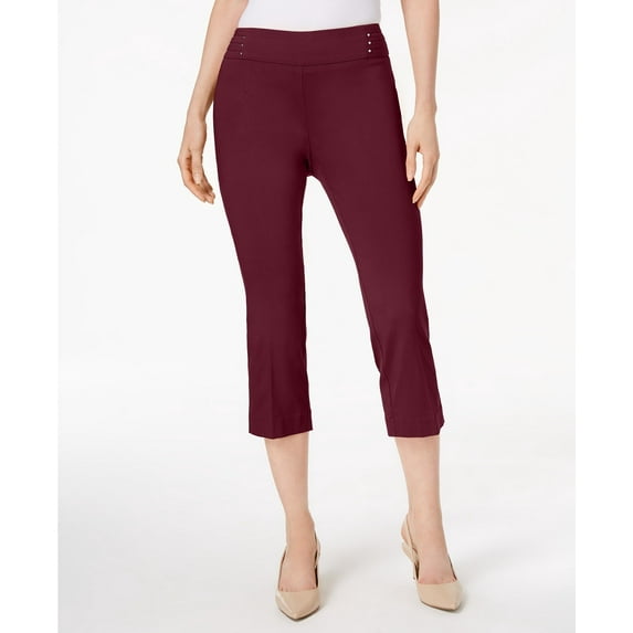 JM Collection Women's Embellished Pull on Capri Pants Red Size XX-Large