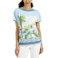 thumbnail image 1 of JM Collection Women's Exotic Voyage Graphic-Print Top Blue CL Combo Size M, 1 of 3