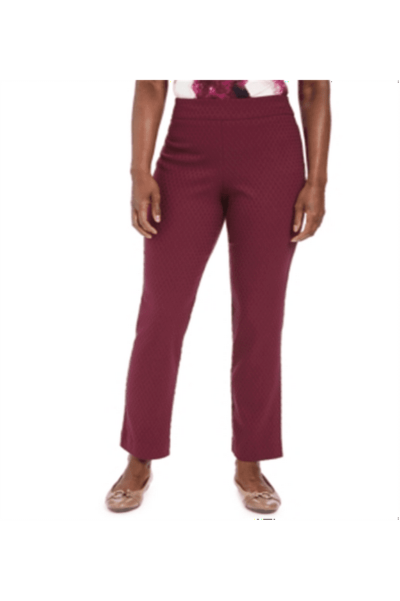 Women's Jacquard Straight Leg Pull on Pants Purple Size XX-Large