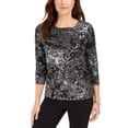 thumbnail image 1 of JM Collection Women's Jacquard Top Black Size X-Large, 1 of 3