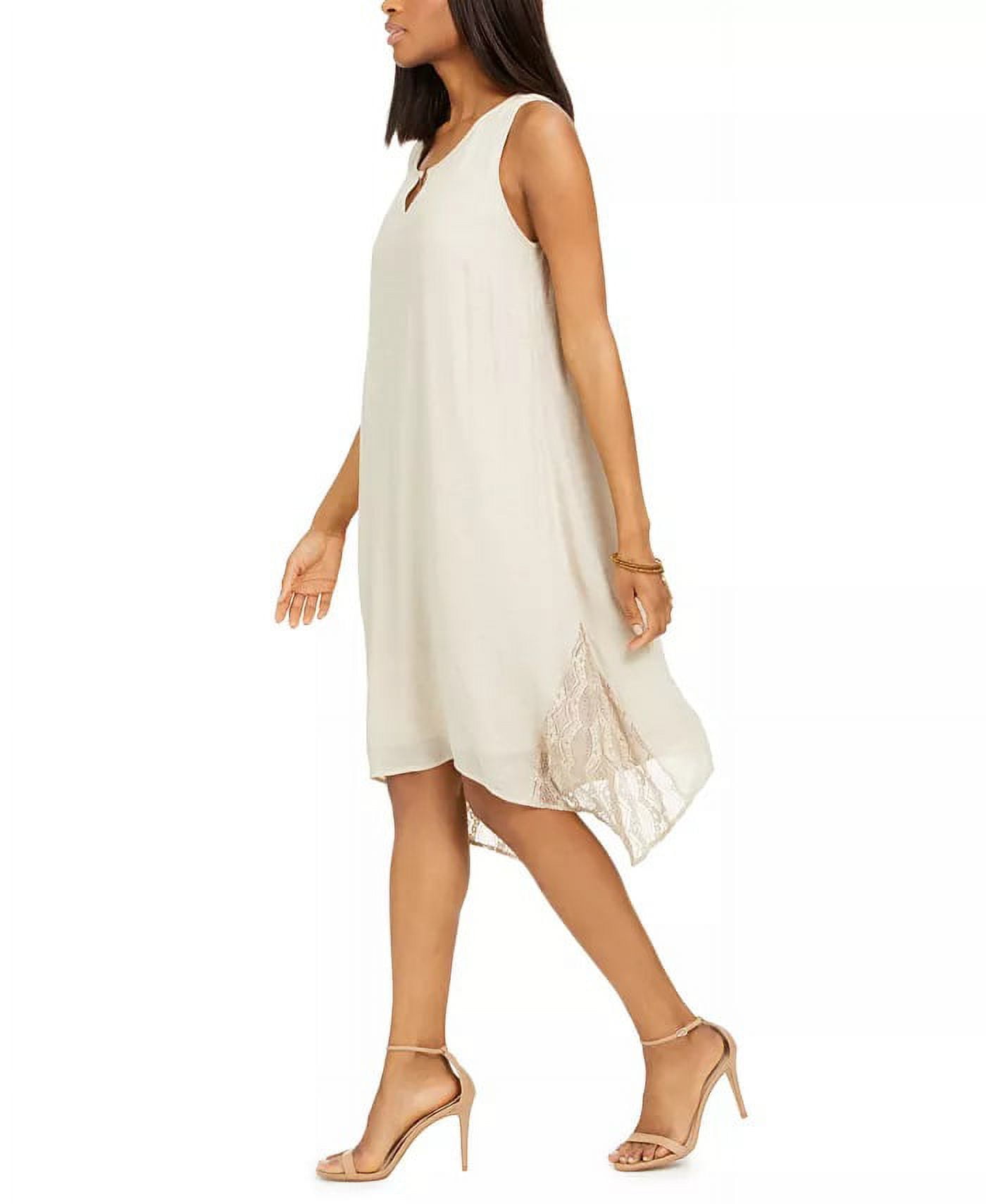 beige lace shift dress The A Beloved Boudoir Lace Sleeve Mini Shift Dress