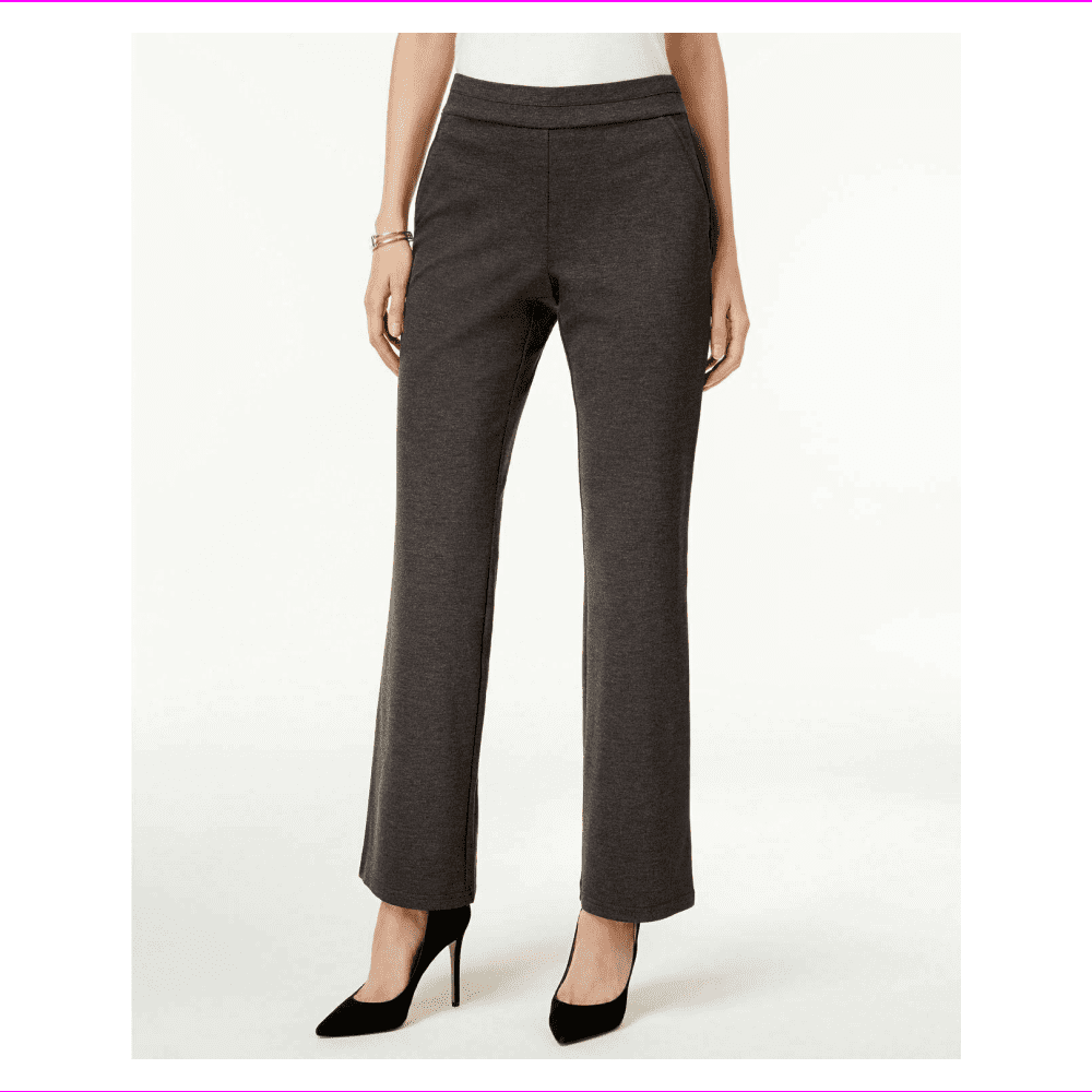 JM Collection Women's Off-seam Pockets Welt Pockets At Back Pants  XL/Charcoal Nite 