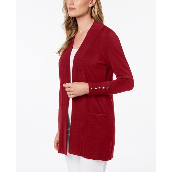 JM Collection Women's Open-Front Cardigan Red Size Small