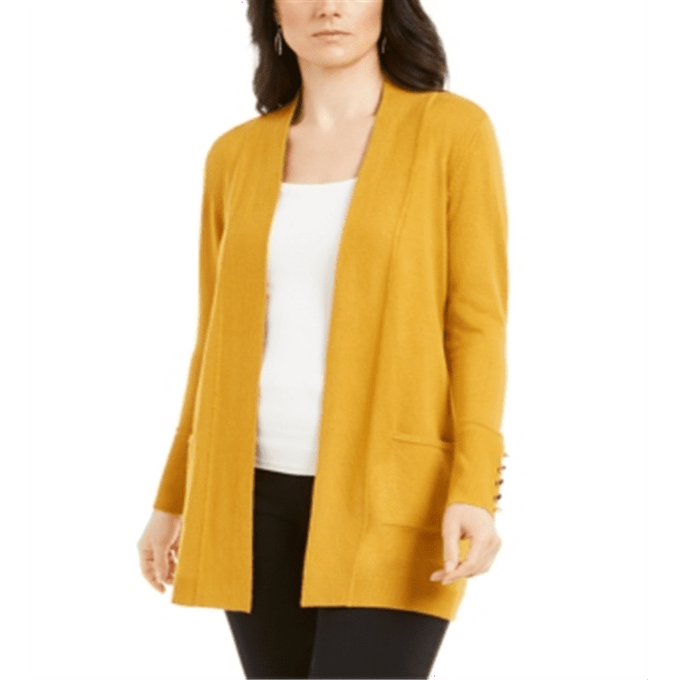 JM Collection Women s Open Front Cardigan Yellow Size XX Large Walmart
