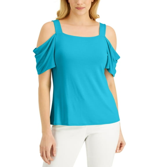 JM Collection Women's Petite Cold-Shoulder Top