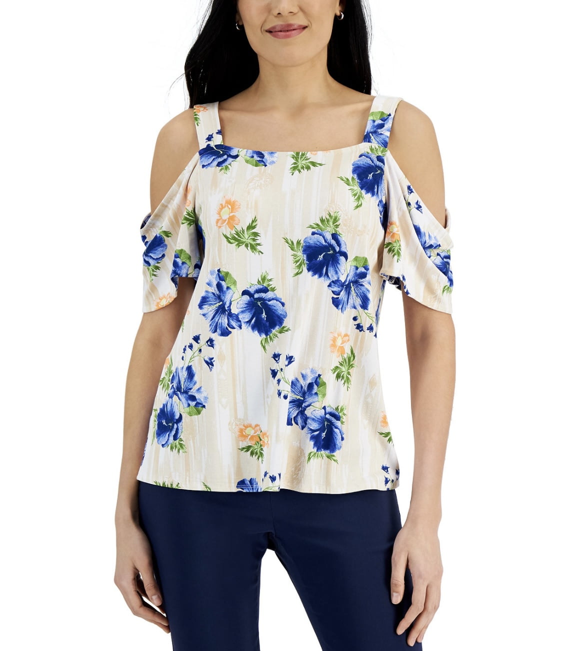 Jm collection cold shoulder top clearance