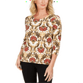thumbnail image 1 of JM Collection Women's Printed Jacquard Top Brown Multi Size Petite XL, 1 of 3