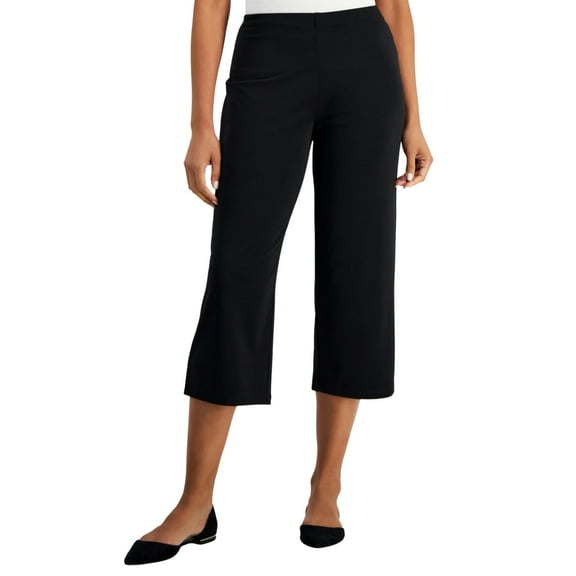 JM Collection Women's Relaxed Pull-on Knit Culottes Deep Black Medium