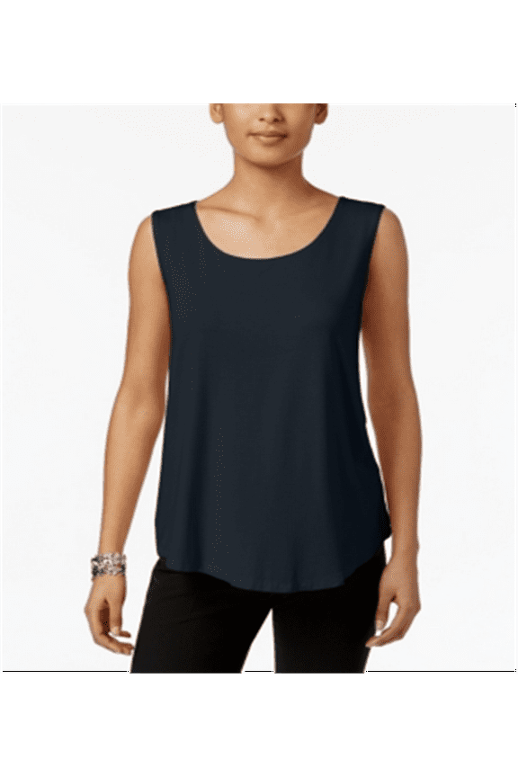 Women's Scoop Neck Tank Top Blue Size Petite