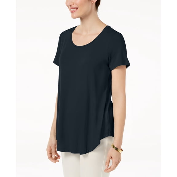 JM Collection Women's Scoop-Neck Top Blue Size X-Small