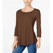 JM Collection Women's Scoop Neck Top Brown Size Large
