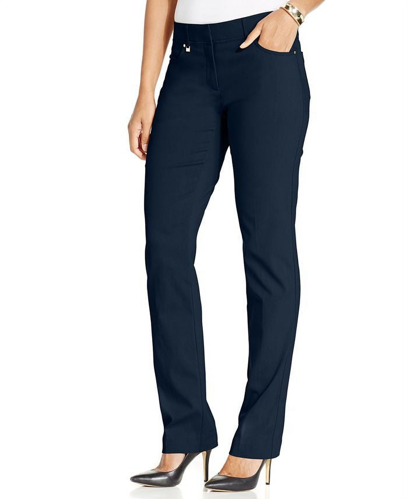 JM Collection Women's Short Tummy-Control Curvy Fit Pants Blue Size ...