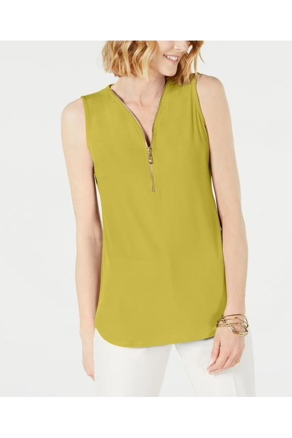 Women's Sleeveless Zip Top Green Size X-Small