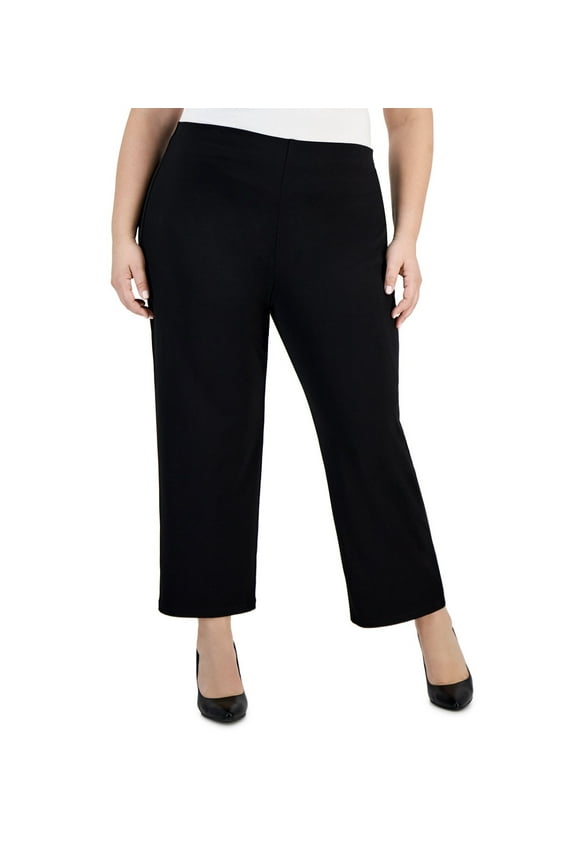 Women's Wide-Leg Pull-On Pants Deep Black Plus Size 0X