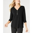 thumbnail image 1 of JM Collection Women's Zipper Trim Top Black Size Petite Small, 1 of 3