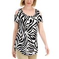 thumbnail image 1 of JM Collection Womens Animal Print Cold Shoulder Top Deep Black Combo XS, 1 of 1