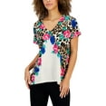 thumbnail image 1 of JM Collection Womens Arching Garden Short Sleeve Tunic Pebble Combo XL, 1 of 1