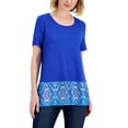 thumbnail image 1 of JM Collection Womens Border Print Top Deep Cobalt Combo S, 1 of 1