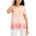 thumbnail image 1 of JM Collection Womens Border Print Top Whip Peach Combo L, 1 of 1