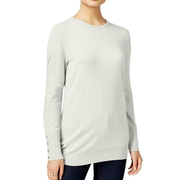 JM Collection Womens Button-Cuff Knit Sweater, Off-White, XX-Large