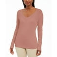 thumbnail image 1 of JM Collection Womens Button Cuff V Neck Pullover Sweater, 1 of 3