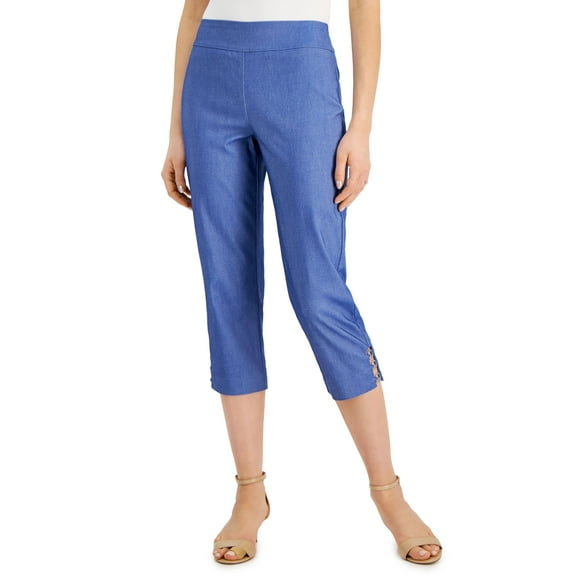 JM Collection Womens Denim Ring Detail Capri Pants Hudson Wash XL
