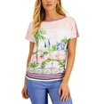 thumbnail image 1 of JM Collection Womens Exotic Voyage Graphic Print Top Pink Gemstone Combo XL, 1 of 1