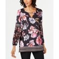 thumbnail image 1 of JM Collection Womens Floral Keyhole Tunic Top Black M, 1 of 1